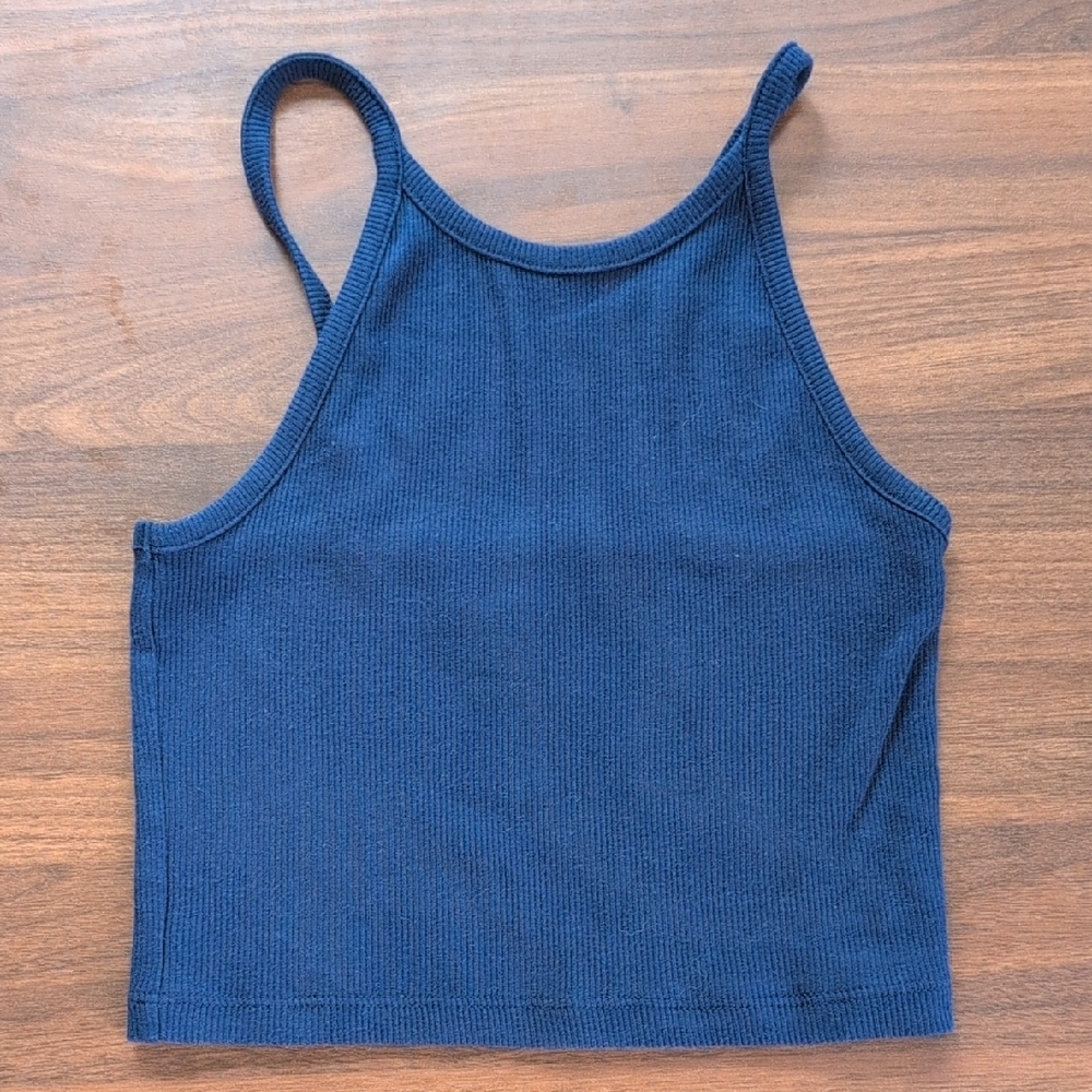Aerie Blue Fitted Crop Tank Top